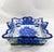 Farmhouse Mid 20th Century Vestal Alcobaca Portugal Blue and White Floral Handled Ceramic Serving Tray For Sale - Image 3 of 16