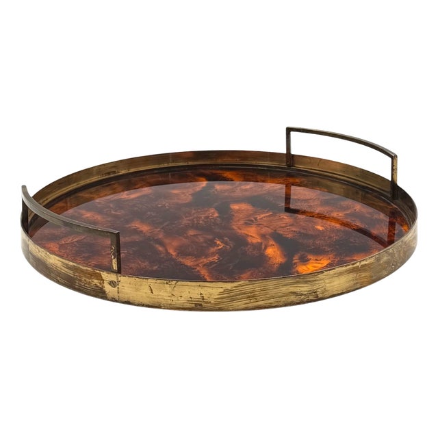 Hollywood Regency Round Tray, Italy, 1970s For Sale