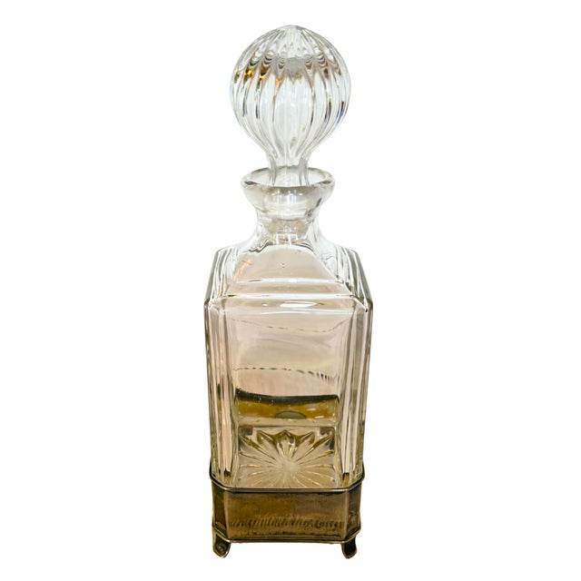 French Art Deco Silver-Plated and Cut Glass Decanter with Tumblers, 1930, Set of 3 For Sale - Image 3 of 8