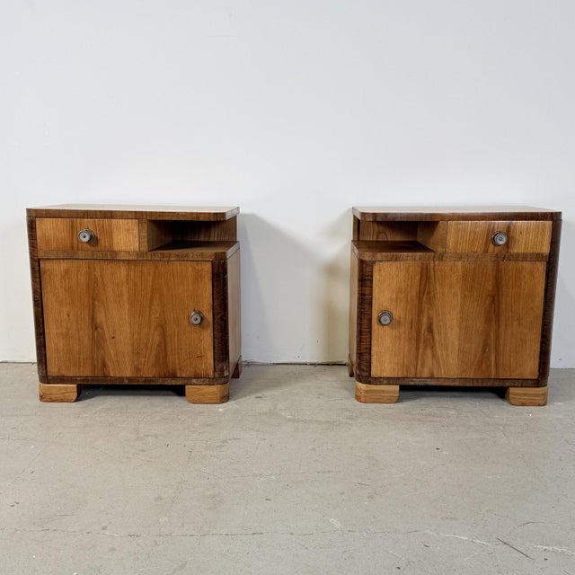 Art Deco Streamline Bedside Tables, 1950s, Set of 2 For Sale - Image 16 of 16