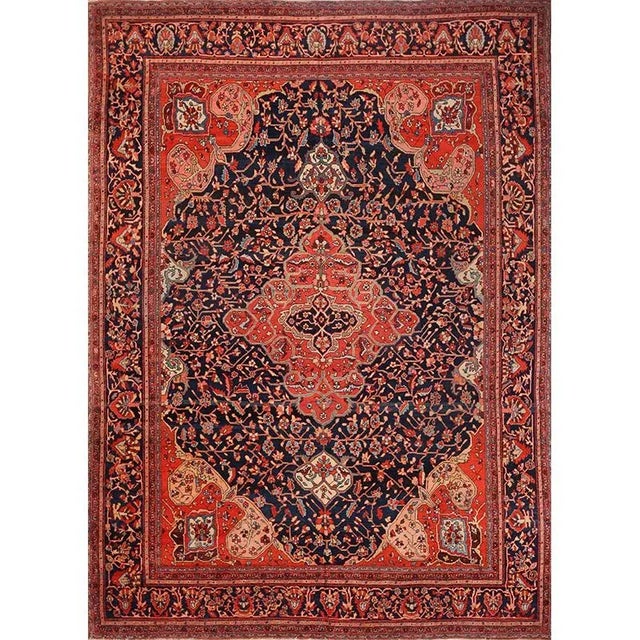 1920s Antique Persian Farahan Area Rug 8’10” X 12’0″ For Sale In Dallas - Image 6 of 7