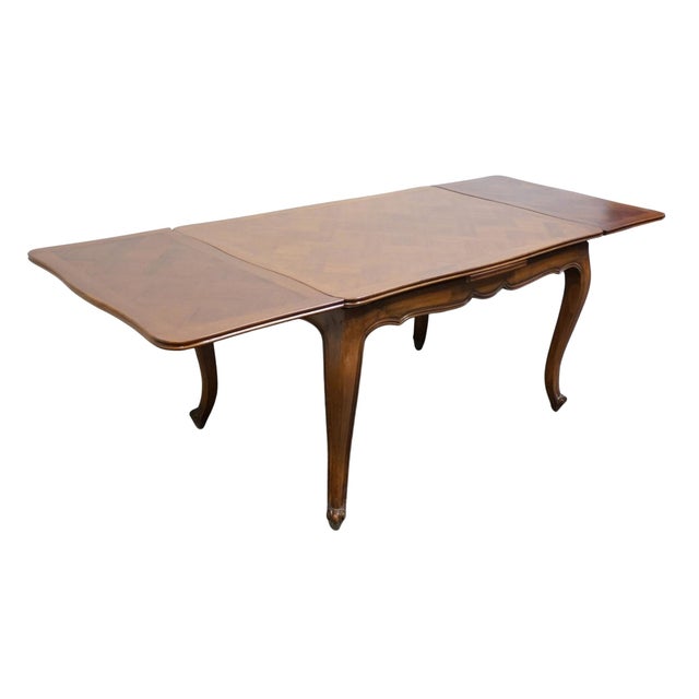 HIGH END VINTAGE Country French Provincial Cherry Basketweave Parquetry 89" Refectory Dining Table Cannot identify...