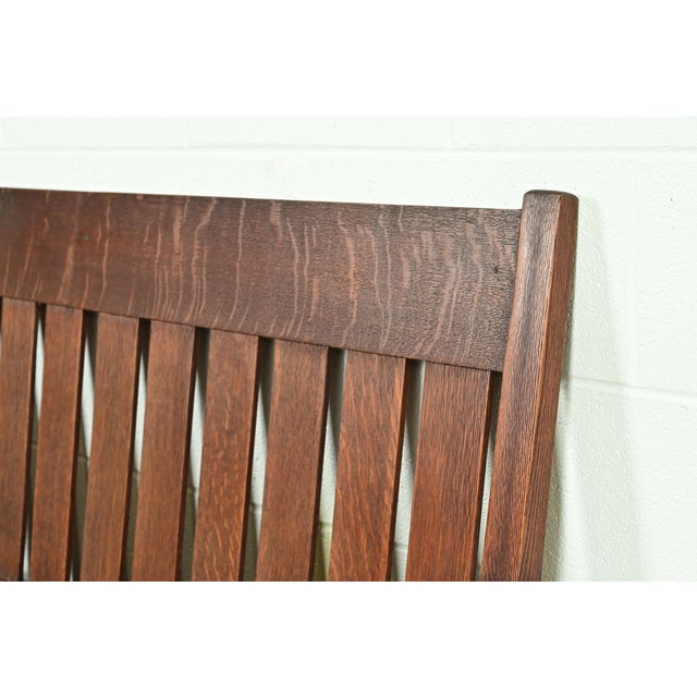 J. M. Young & Sons Antique Mission Oak Arts & Crafts Bench or Settle Sofa, Circa 1910 For Sale In South Bend - Image 6 of 11