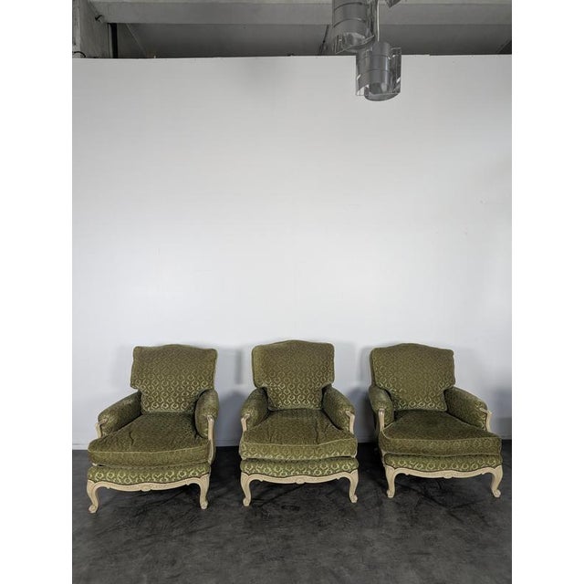 Green Louis XV Style Lounge Chair in Green For Sale - Image 8 of 9