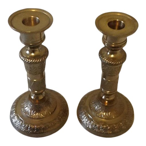 Vintage Brass Etched Decorative Candle Holders Chairish