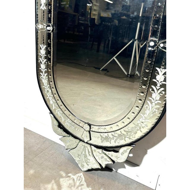Venetian Style Etched Mirror with Floral Décor For Sale - Image 3 of 4