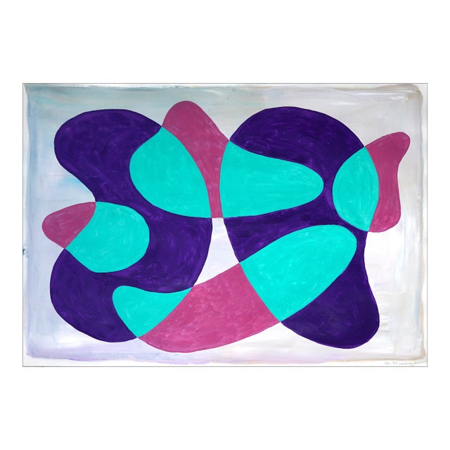 2021 "Translucent Teal Kidney Pools" Abstract Shapes Acrylic Painting by Ryan Rivadeneyra For Sale