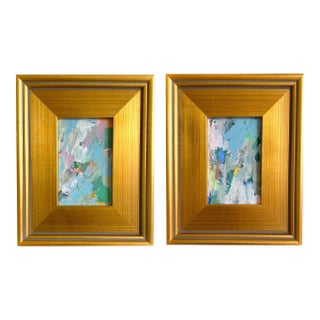 Pair of Soft Blue 2026 Mini Paintings by Jessalin Beutler For Sale