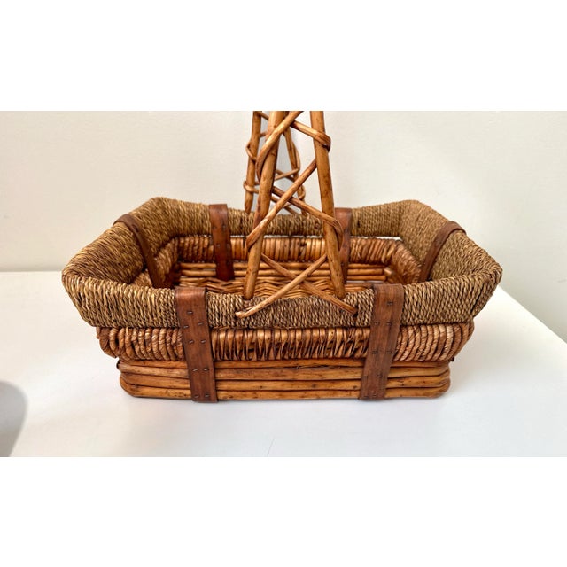 Wicker & Rattan Basket Handled Basket For Sale - Image 10 of 11