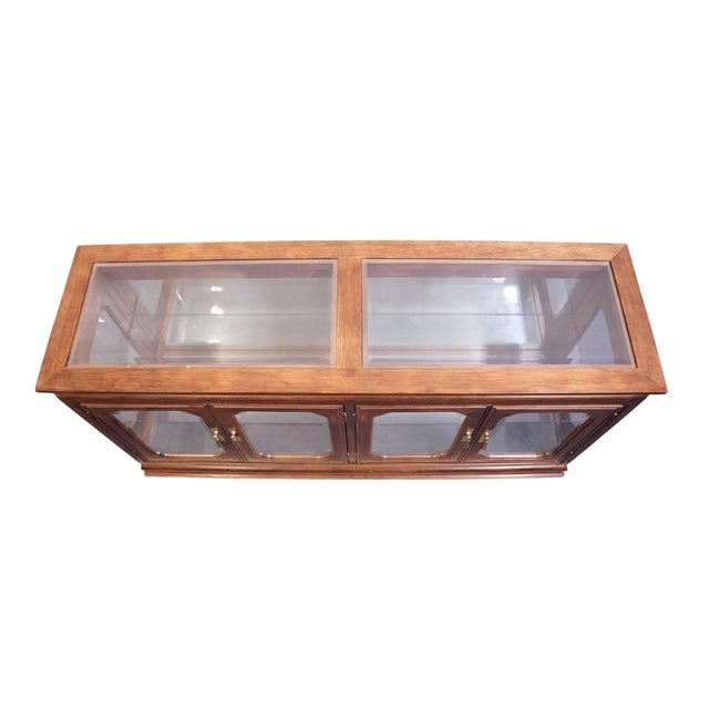 Late 20th Century Thomasville Furniture Mystique Collection Asian Chinoiserie 57" Lighted Curio Display Cabinet Buffet 15531-730 For Sale - Image 5 of 12