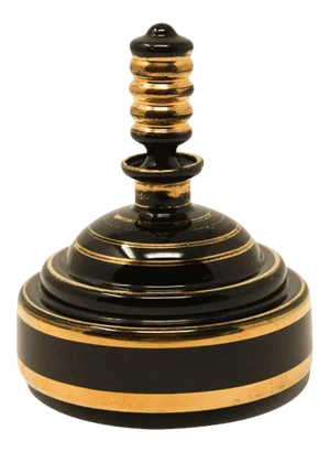 Art Deco Hand Blown Black Gilt Glass Perfume Bottle