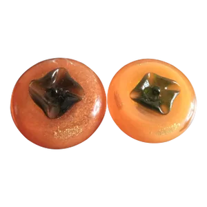1980s Orange Art Glass Pumpkin Figurines - Set of 2