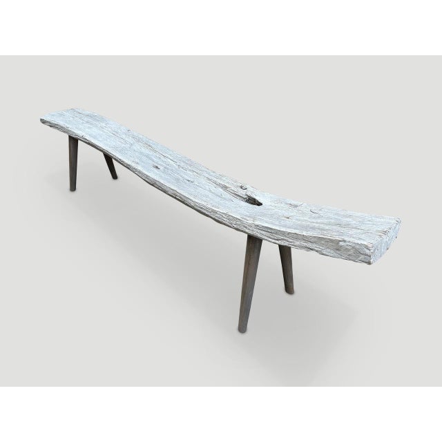 Andrianna Shamaris Teak Wood Long Bench For Sale - Image 4 of 5