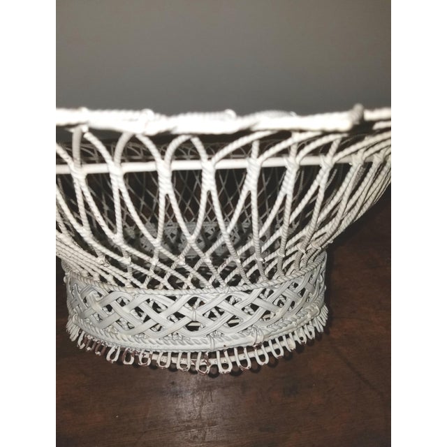 Vintage Circular White Wireware Cachepot For Sale - Image 4 of 5