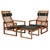 Green 2254 Oak Sled Lounge Chairs and Ottoman in Cane attributed to Børge Mogensen for Fredericia, 1956, Set of 3 For Sale - Image 8 of 8
