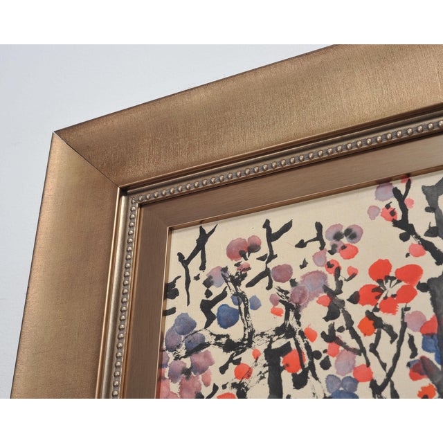 Japanese Floral and Blossom Panorama Watercolor Painting 6 Ft For Sale In Sacramento - Image 6 of 18