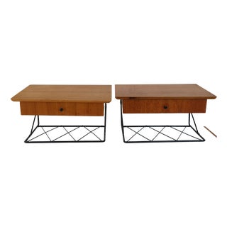 Scandinavian String Wall-Mounted Bedside Tables, 1960, Set of 2 For Sale