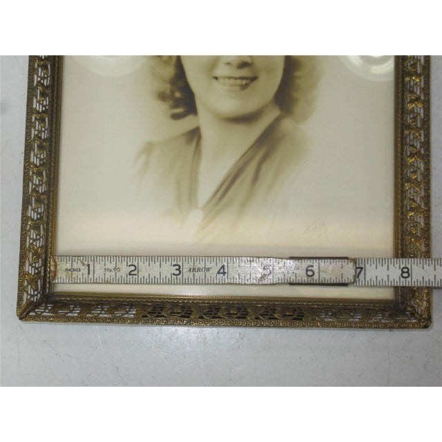 Picture Frame Easel Backed Art Nouveau Bronze Pierced Leaf & Vine Antique French For Sale - Image 12 of 12