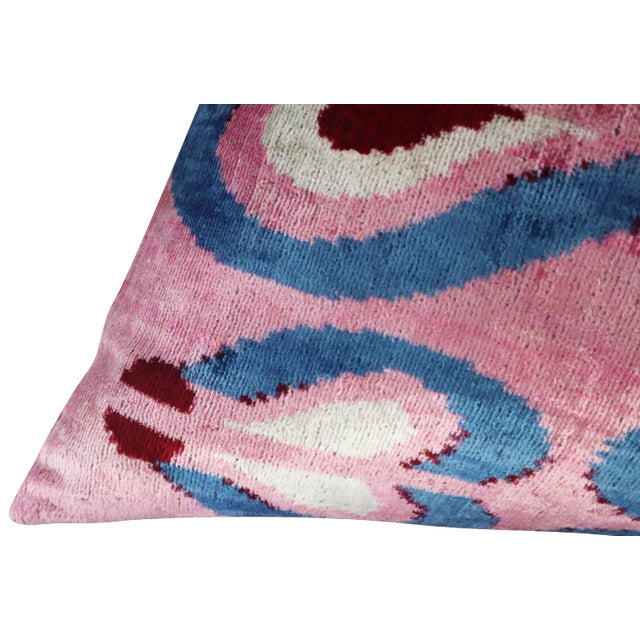 Handmade Pink Silk Velvet Throw Pillow & Down Insert For Sale - Image 9 of 12