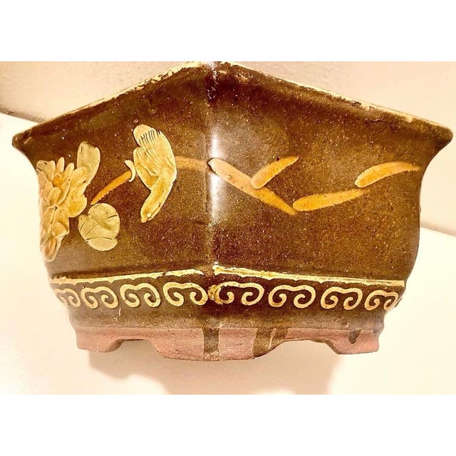 1970s Mid-20th Century Yixing Zisha Pottery, Chinese Hexagonal, Glazed, Terracotta Planter For Sale - Image 5 of 9