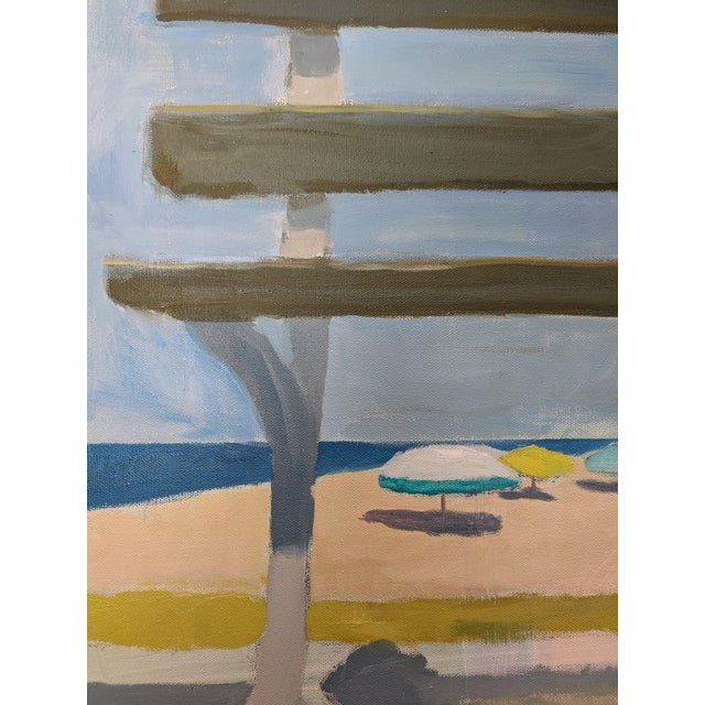 2020s Beach Bench - Oil on Canvas 36x36" For Sale - Image 5 of 5