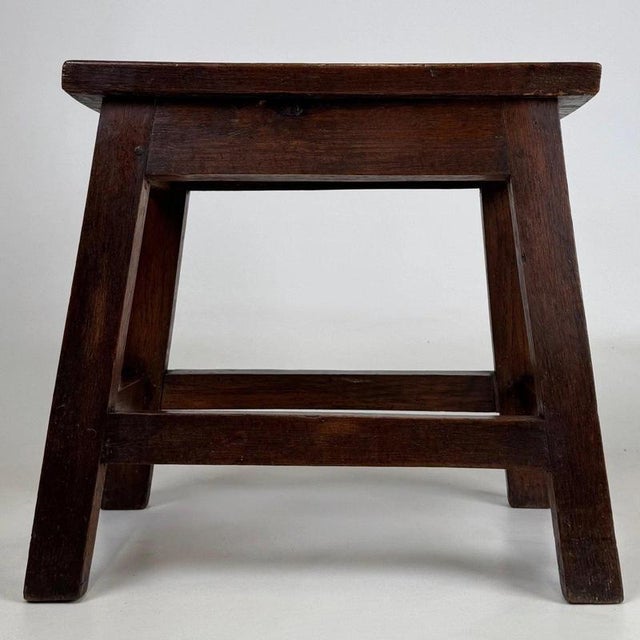 Vintage English Carved Joined Oak Stool, 1941 For Sale - Image 6 of 11