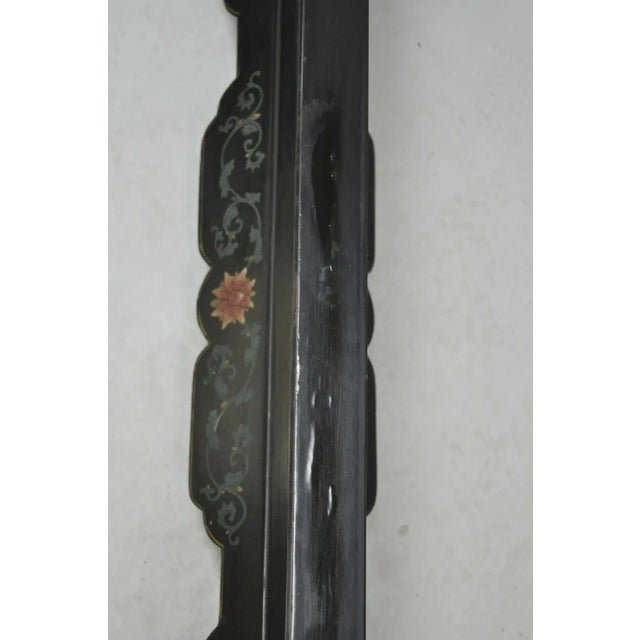 Vintage Chinese Black Lacquer Fireplace Screen Fire Screen Divider For Sale - Image 9 of 12