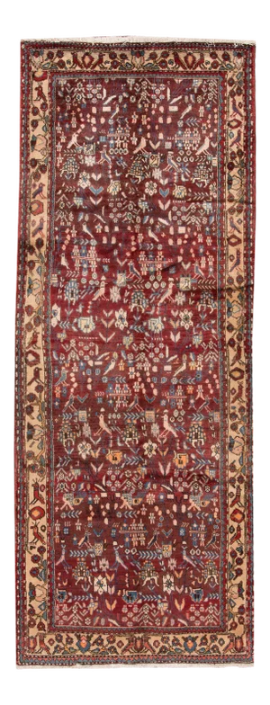 Red Vintage Hamadan Handmade Wool Runner