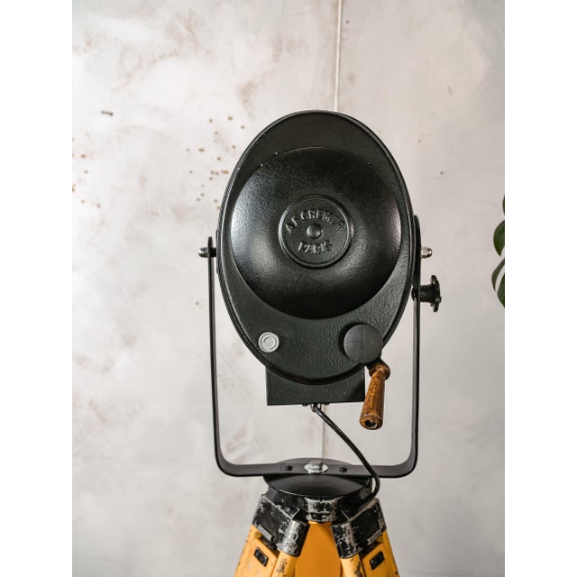 Black Theater Spotlight on Surveying Tripod Floor Lamp from A.E. Cremer, 1950s For Sale - Image 14 of 18