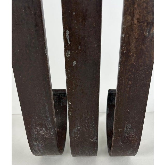 1930s Art Deco Wrought Iron, Brass, Marble Console Table, Subes Manner For Sale - Image 9 of 10
