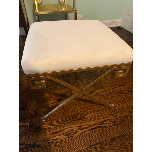 2020s Chelsea House Aged Gold Leaf Gilded Greek Key Benches For Sale - Image 5 of 10