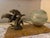 Vintage Art Deco Style Bird Table Lamp With Green Glass Globe and Marble Base For Sale - Image 6 of 9