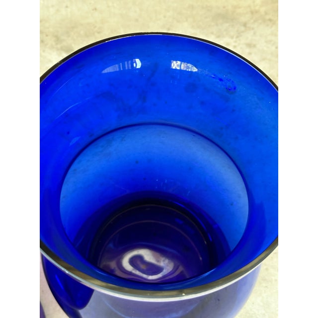 Blue Vintage Hand Blown Cobalt Blue Vases-Pair For Sale - Image 8 of 11
