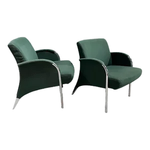 Deco Revival Chrome Frame Lounge Chairs, 1980