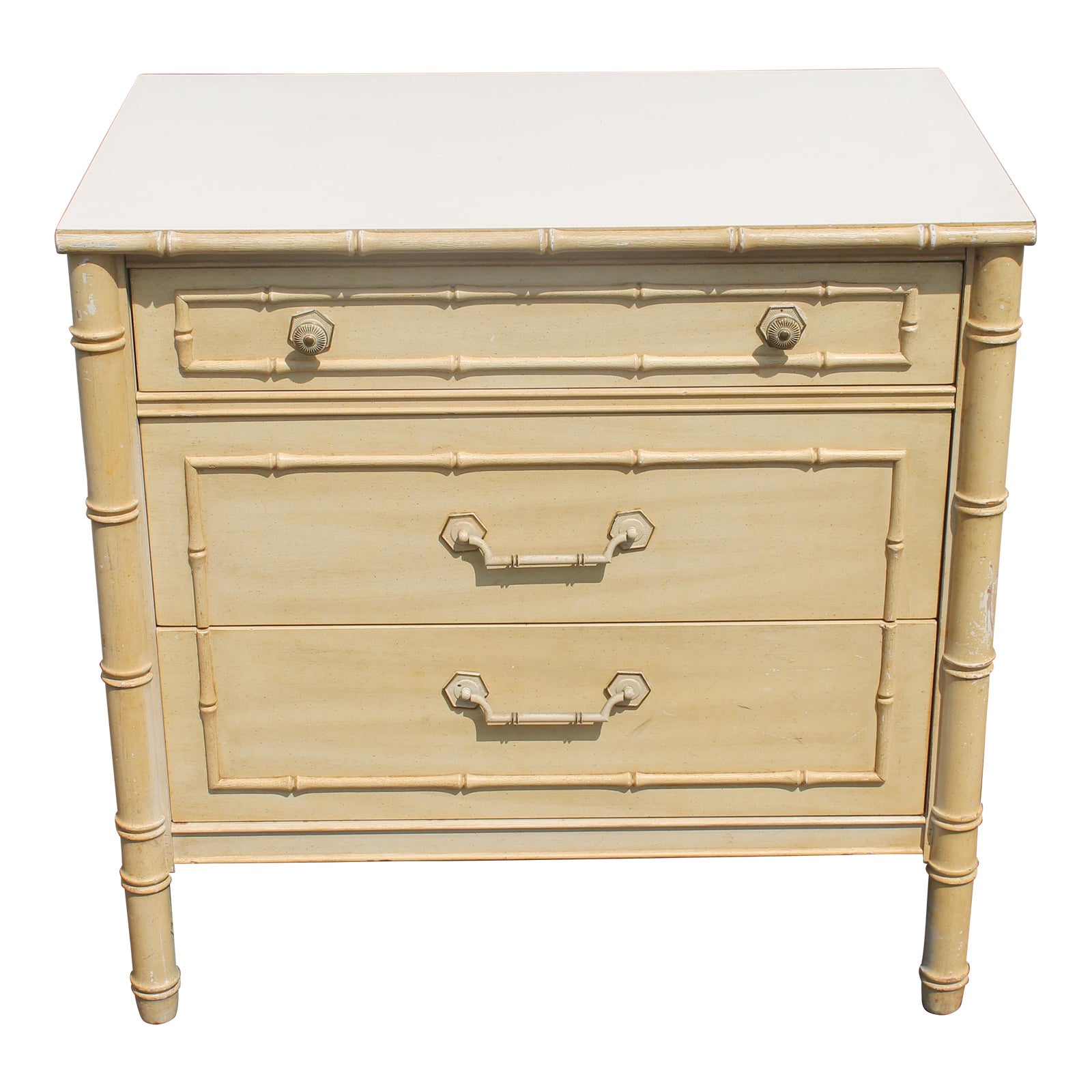 1940's Hollywood Regency Faux Bamboo Bachelors Chest/ Nightstand by