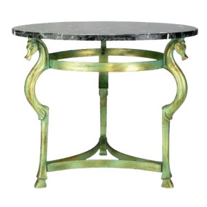 Italian Verde Bronze End Table With Sea Horse Heads and Hooves