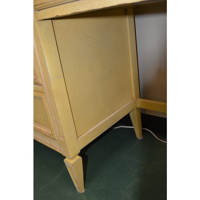 Vintage Attributed to Dixie Furniture French Provincial Style Yellow Vanity or Desk Dressing Table For Sale - Image 9 of 16