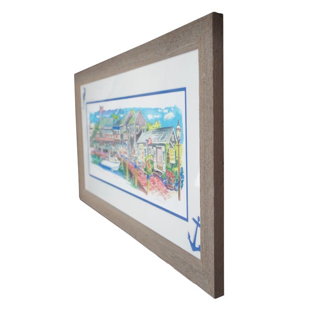 American Vintage Pat Anderson Anglers Wharf Nautical Nantucket Harbor Lithograph Print For Sale - Image 3 of 13