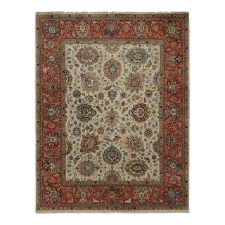 Rug & Kilim’s Persian Style Rug in Beige and Red With Floral Patterns For Sale