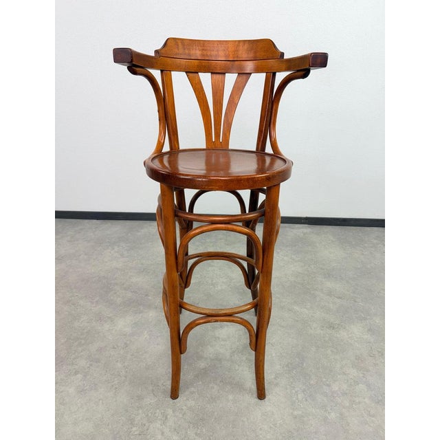 Bentwood Bar Stool with Armrest, 1940s For Sale - Image 6 of 14