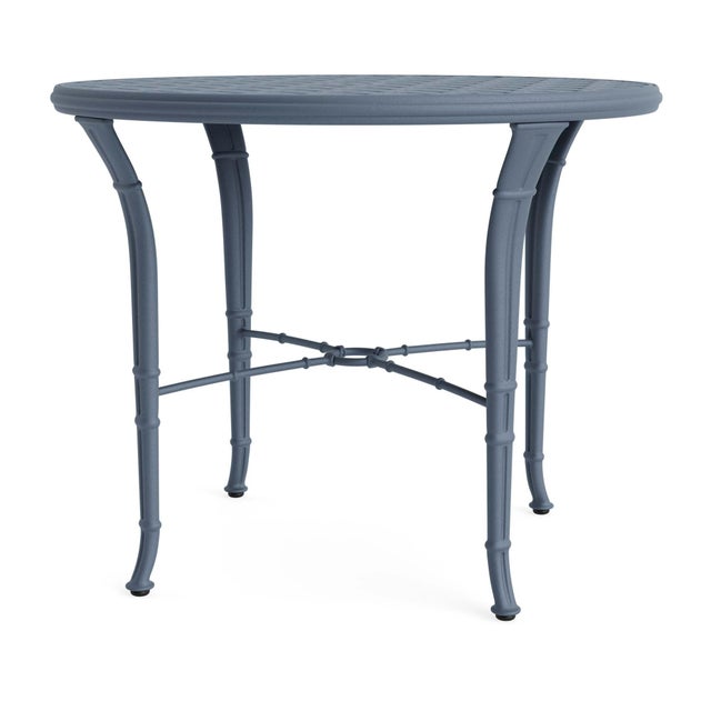 Brown Jordan Calcutta 36" Round Cast Bistro Umbrella Table in Sapphire For Sale