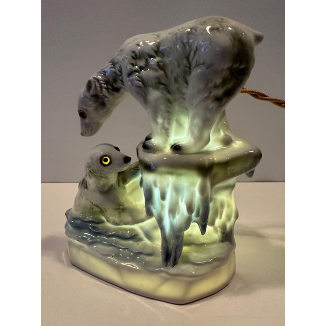 Blue Art Deco Polar Bears Lamp, 1930s For Sale - Image 8 of 17
