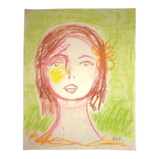 “Miss J” Original Chalk Pastel Drawing by Cassandra Auker For Sale
