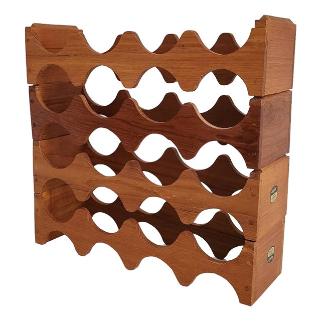 Vintage Stackable Teak Wood Wine Racks - Set of 4 For Sale