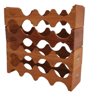 Vintage Stackable Teak Wood Wine Racks - Set of 4