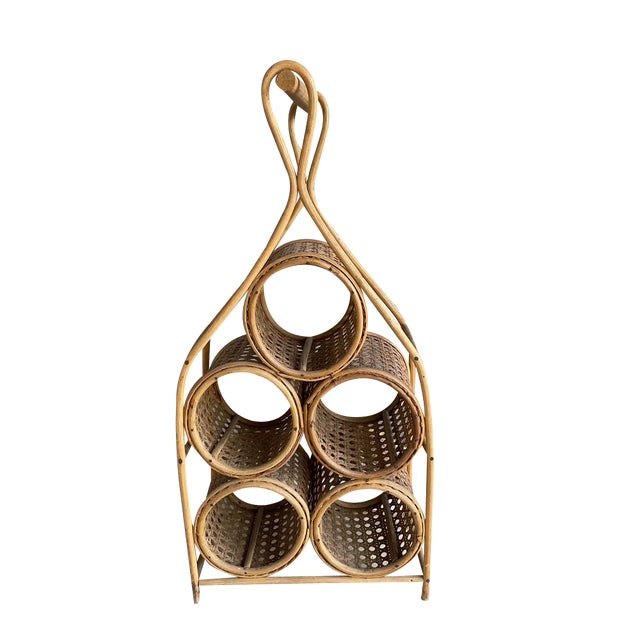 Vintage Bottle Holder in Bamboo, 1970s For Sale