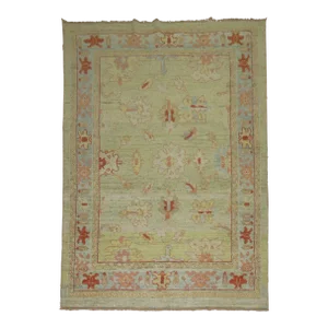 Green Turkish Oushak Rug, 6'9'' X 9'