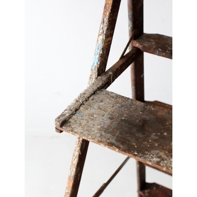 Vintage Wooden Painter's Ladder 6.5 Ft For Sale - Image 6 of 12