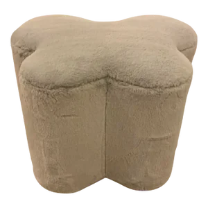 John Richard Modern Gray Faux Fur Butterfly Ottoman