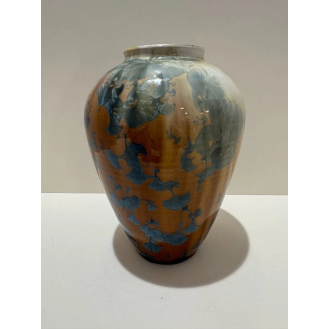 Phil Morgan Crystalline Glaze Studio Pottery Vase 7in Signed Modern Art Ceramic For Sale - Image 4 of 9